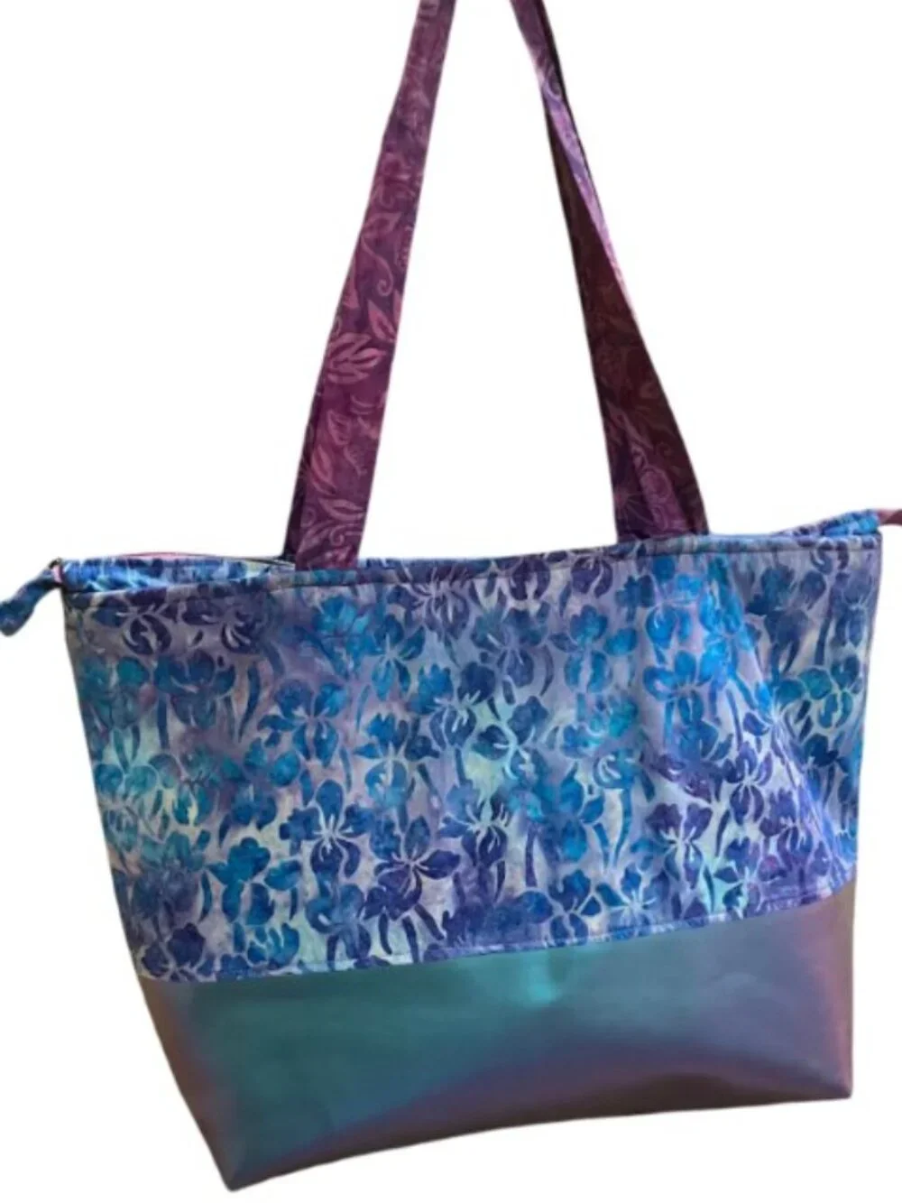 Unbranded Santorini Batik Bag in Blues and Purples with Iridescent Bottom OS EUC